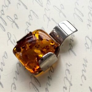 Baltic Amber Sterling Silver Square Pendant